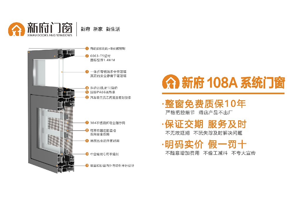 新府108A断桥窗纱一体平开窗